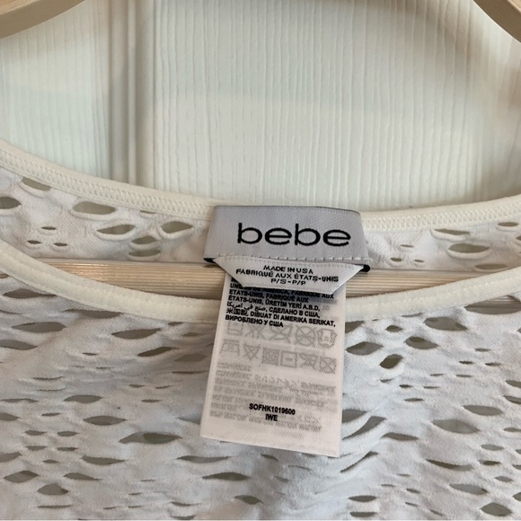 NWOT Bebe White Seamless Keyhole Cut-Out Holes Long Quarter Sleeves Top - Picture 3 of 7